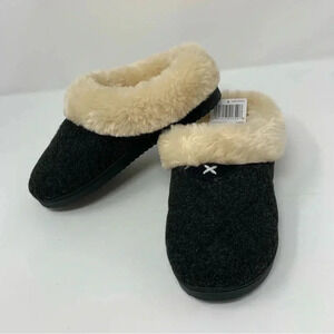 NEW Dearfoams Womens Small 5-6 Wool-Blend Clog Slippers Slip-On Faux Fur Lined